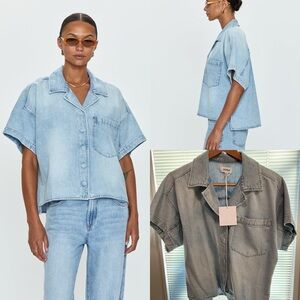 Pistola Della Camp Blue Denim Short Sleeve Shirt NWT